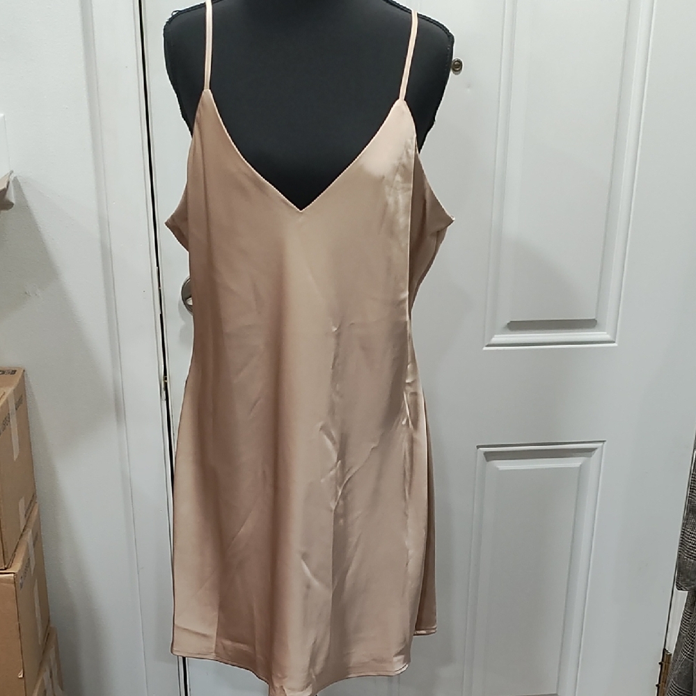 Gianni Bini Satin Tan Slip Mini Dress